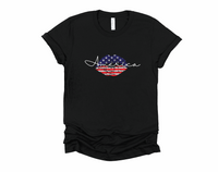 American Flag Lips T-Shirt | July 4th Shirt | Patriotic Womens Tee | USA American Pride | Red White Blue | I love America