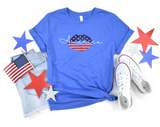 American Flag Lips T-Shirt | July 4th Shirt | Patriotic Womens Tee | USA American Pride | Red White Blue | I love America