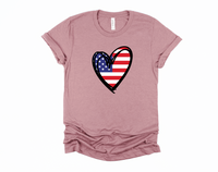 America Flag Heart T-Shirt | 4th of July USA Shirt | Patriotic Pride | American Independence Day | Red White Blue