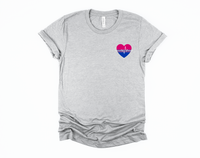 Bi Heart T-Shirt | Bisexual Pride Shirt | Bi Flag Tee | Bi Pride | Love Is Love | LGBTQ Pride Month