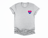 Bi Heart T-Shirt | Bisexual Pride Shirt | Bi Flag Tee | Bi Pride | Love Is Love | LGBTQ Pride Month