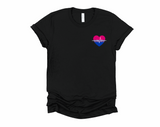 Bi Heart T-Shirt | Bisexual Pride Shirt | Bi Flag Tee | Bi Pride | Love Is Love | LGBTQ Pride Month