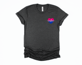 Bi Heart T-Shirt | Bisexual Pride Shirt | Bi Flag Tee | Bi Pride | Love Is Love | LGBTQ Pride Month