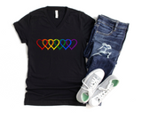 Pride Hearts V-Neck | Pride 2021 | Love Wins | Pride Month | LGBTQ Shirt | Gay Pride Shirt | LGBT | Pride Shirt | Rainbow Pride Shirt