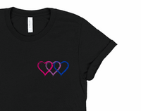 Interlocking Hearts on Pocket T-Shirt | Bisexual Shirt | Pride Month | LGBTQ Top | Bi Pride Flag Colors | Ally Shirt