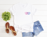 Interlocking Hearts on Pocket T-Shirt | Bisexual Shirt | Pride Month | LGBTQ Top | Bi Pride Flag Colors | Ally Shirt