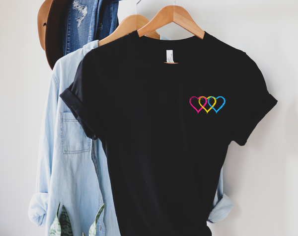 Pan Hearts T-Shirt | Pansexual Love Shirt | Pansexual Flag Colors | Pan Pride Shirt | Equality Shirt | LGBTQ Pride | Queer Gift | Pride Month