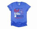 Red White and Booze T-Shirt | Funny July 4th Shirt | Fun Drinking Shirt | Patriotic America Tee | USA 'Merica Independence Day Celebration