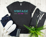 Vintage 1991 Shirt | 30th Birthday Shirt | Retro 1991 Shirt | 90s Birthday Shirt | Birthday Gift | 30th Birthday Party | Funny Bday Shirt
