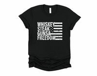 Whiskey Steak Guns & Freedom T-Shirt | American Flag Shirt | Funny Patriotic Tee | July 4th Shirt | Military Veteran | Distressed Graphic