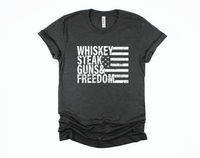 Whiskey Steak Guns & Freedom T-Shirt | American Flag Shirt | Funny Patriotic Tee | July 4th Shirt | Military Veteran | Distressed Graphic