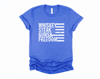 Whiskey Steak Guns & Freedom T-Shirt | American Flag Shirt | Funny Patriotic Tee | July 4th Shirt | Military Veteran | Distressed Graphic