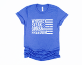 Whiskey Steak Guns & Freedom T-Shirt | American Flag Shirt | Funny Patriotic Tee | July 4th Shirt | Military Veteran | Distressed Graphic