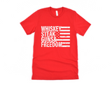 Whiskey Steak Guns & Freedom T-Shirt | American Flag Shirt | Funny Patriotic Tee | July 4th Shirt | Military Veteran | Distressed Graphic